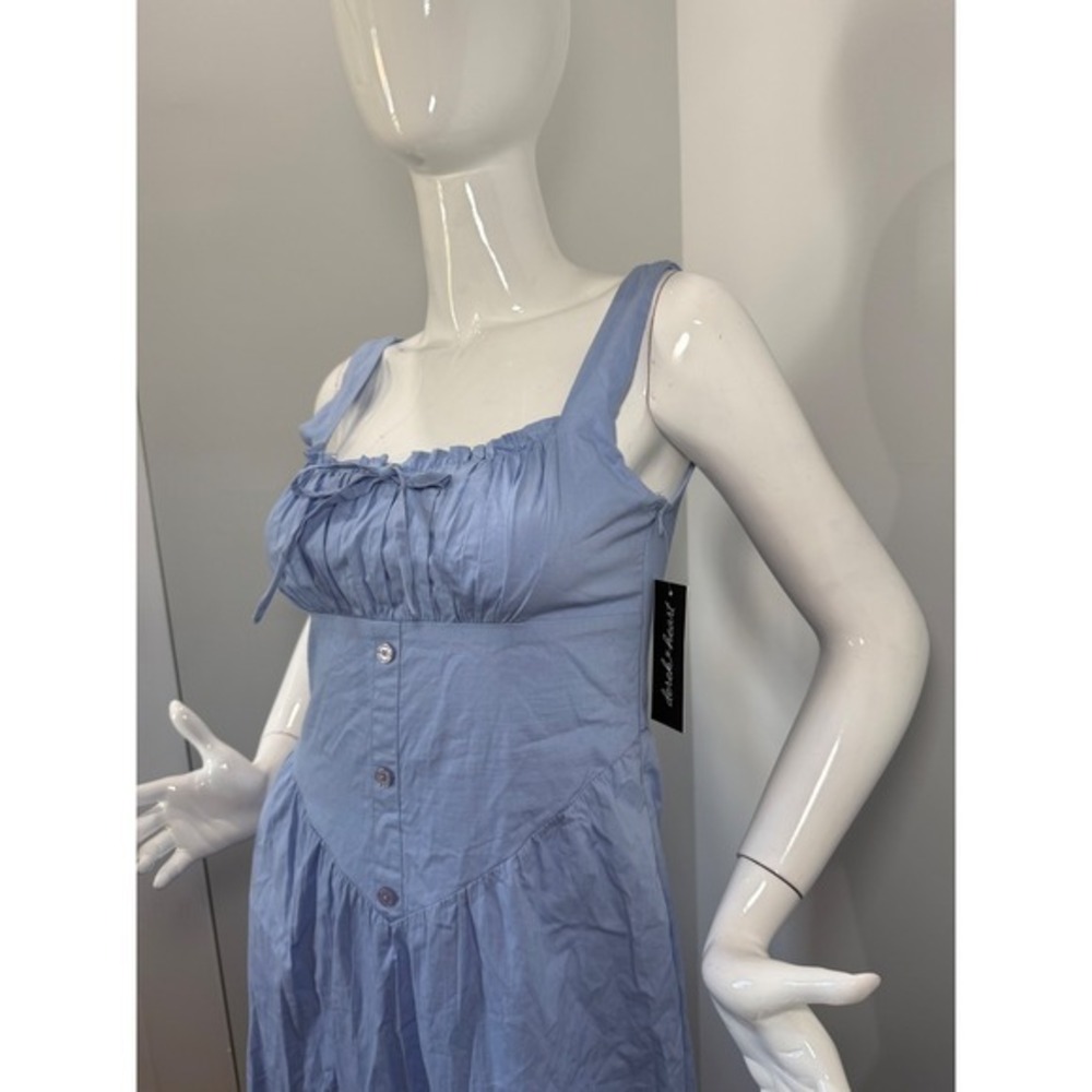 Derek Heart Women's Blue Cotton Maxi Dress Bow Front Smocked Back Sleeveless M - Picture 6 of 10